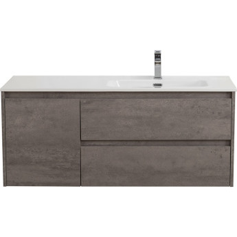 База под раковину подвесная BELBAGNO KRAFT-1000-2C-1A-SO-CG-R с двумя выкатными ящиками и одной распашной дверцей, правосторонняя, Cemento Grigio, 1000x460x500